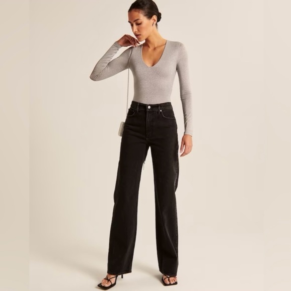 Abercrombie & Fitch Gray Bodysuit metallic sparkly bold party event size small - Picture 1 of 16